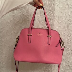 kate spade Pink Saffiano Dome Satchel with Gold Hardware